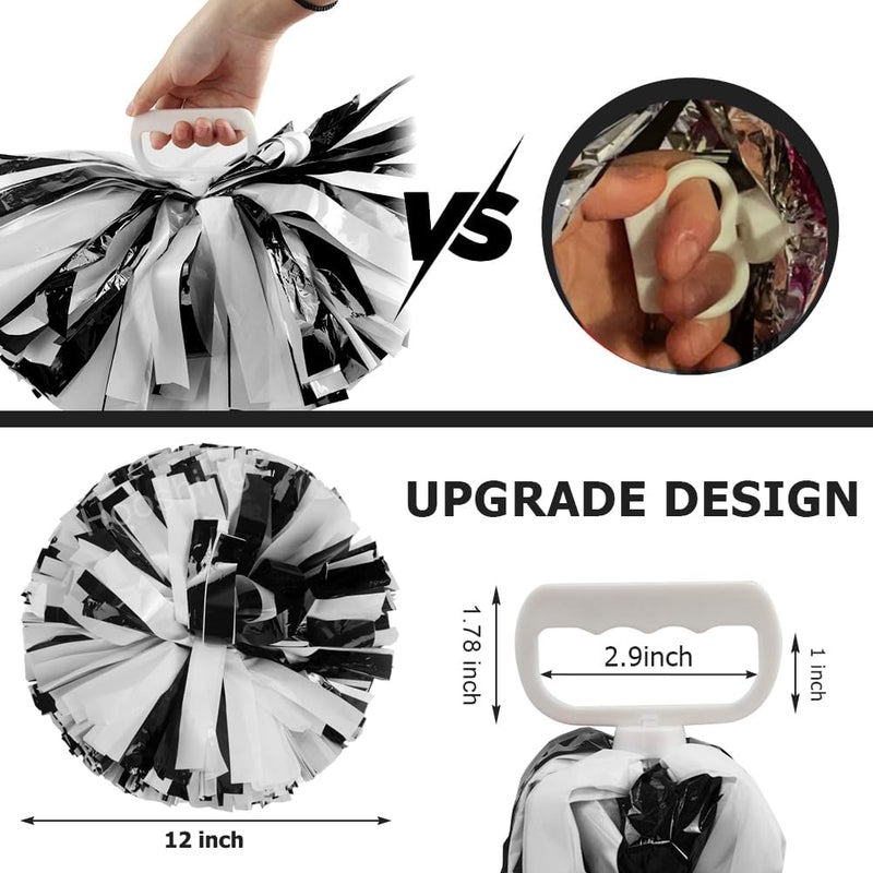 Hooshing 4PCS Pom Poms Cheerleading with Finger-Friendly Handle for Cheering Squad & Dance Team - Image 2